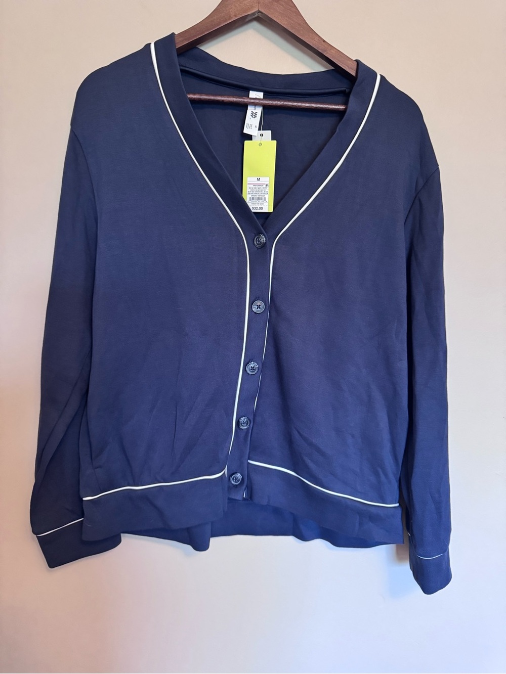 All In Motion Navy Blue Cardigan with White Piping